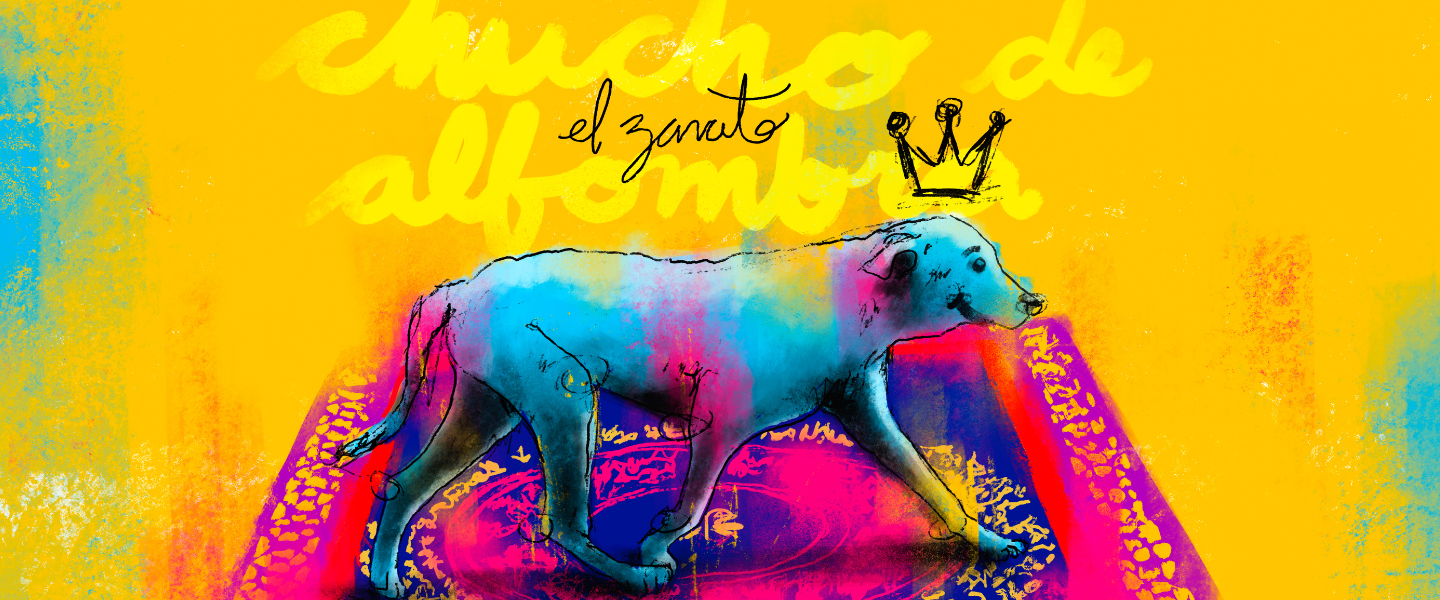 Chucho de Alfombra by El Zanate – colorful pop art stray dog giclée print on Hahnemühle German Etching paper at Selûn Collective